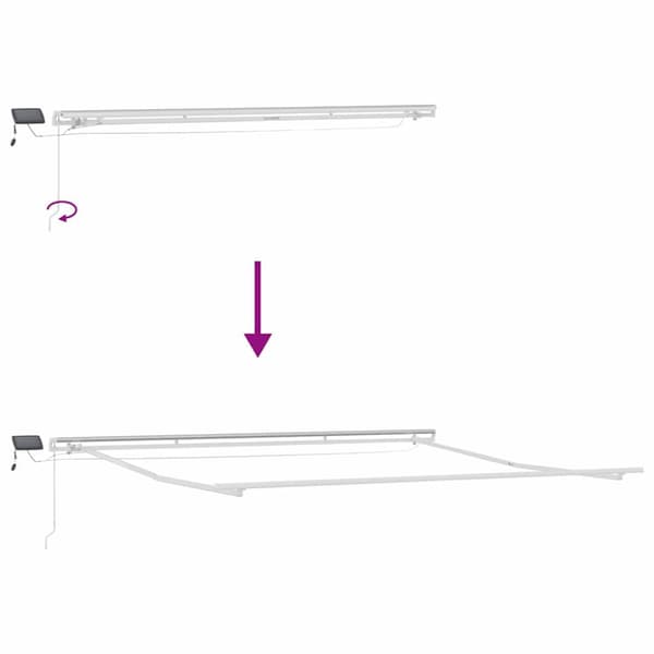 Markisram med LED -remsljus Vit 450 × 350 cm Aluminium