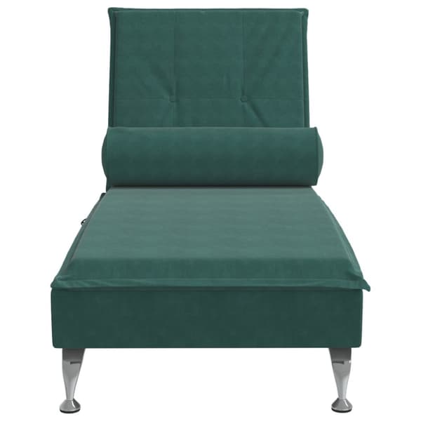 Massageschäslong med bolster mörkgrön sammet