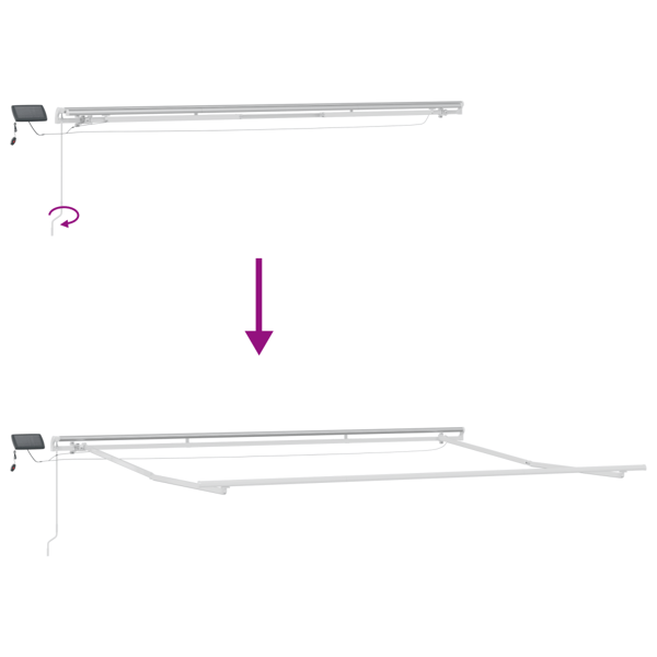 Utfällbar markis med LED -remsljus Blå och Vit 450 × 300 cm