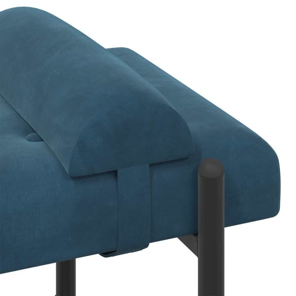 Knappstoppad bänk med kuddar Blå 110 x 40 x 46 cm Sammet