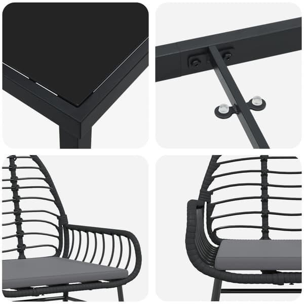 Trädgårdsmöbelset 5 pcs Svart konstrotting