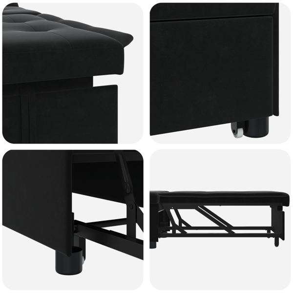 Soffsäng Svart 194 x 67 x 82 cm Sammet