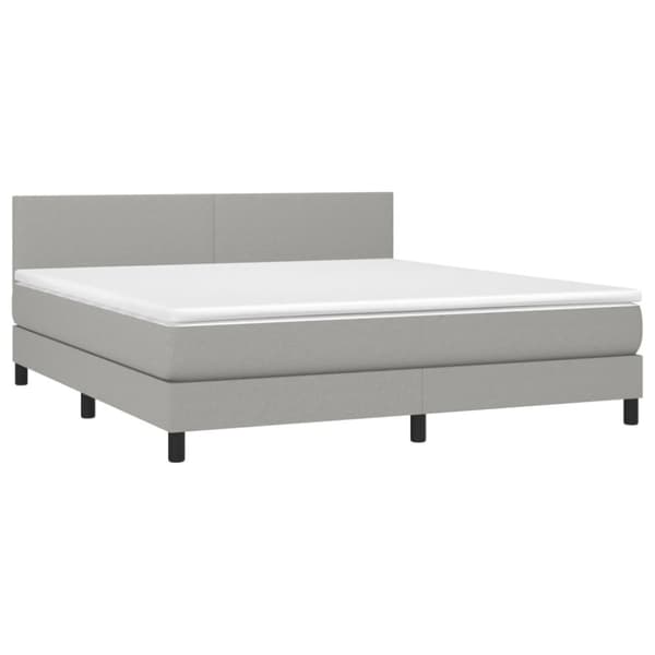 Ramsäng med madrass & LED ljusgrå 160x200 cm tyg