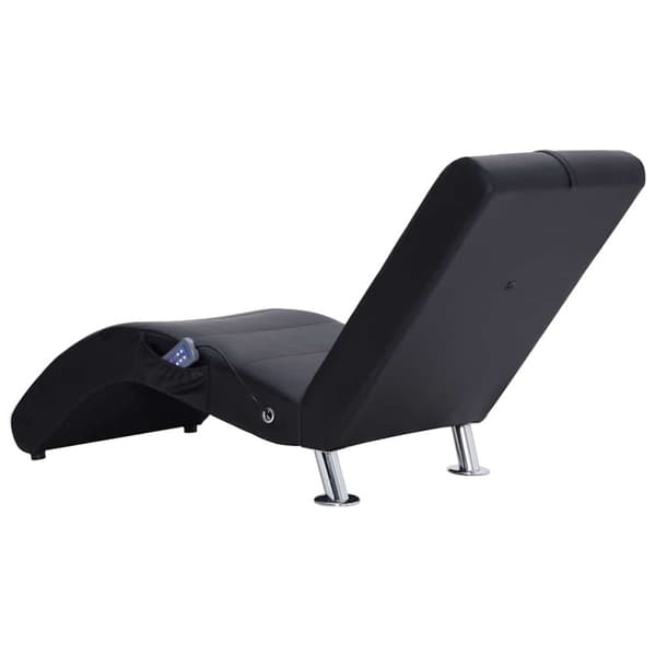 Massageschäslong med kudde svart konstläder