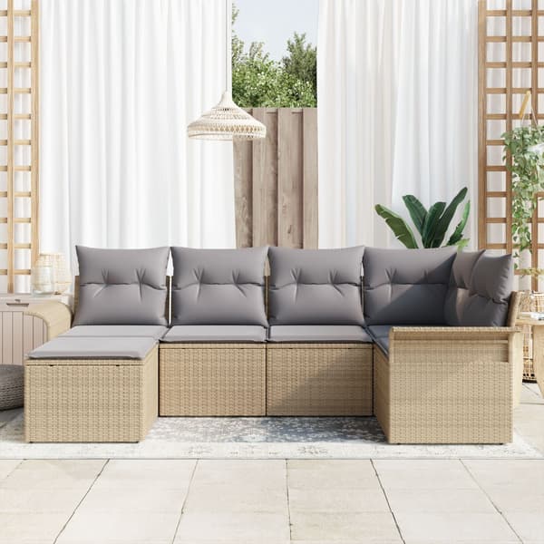 Trädgårdsoffset 6 st Beige konstrotting