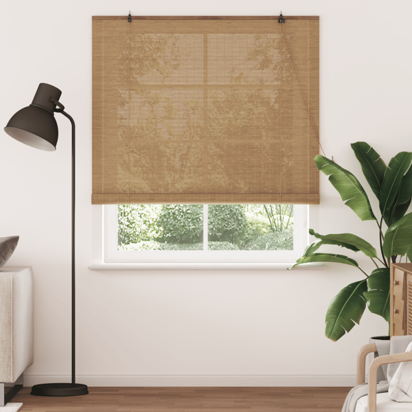 Rullgardin med gardiner Brun 140 x 220 cm Bambu