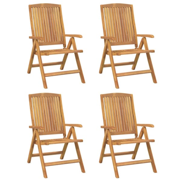 Fällbara fåtöljer med dynor, 4 st, massivt trä, teak