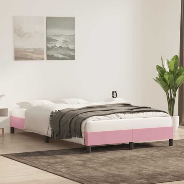 Sängram utan madrass rosa 120x210 cm sammet