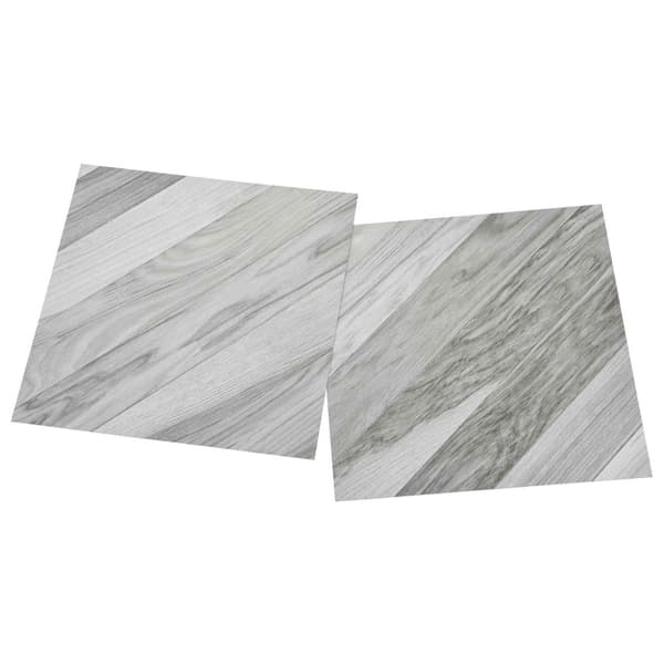 Självhäftande golvplankor 30,5 x 30,5 cm 20 pcs PVC Grå randig