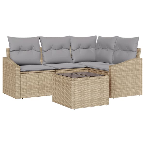 Soffset med kudde 5 pcs Beige konstrotting