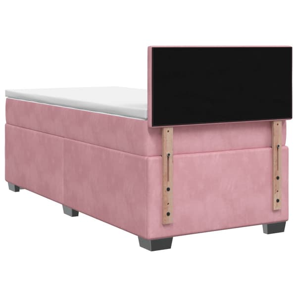 Boxspring säng med madrass och LED Rosa 100 x 200 cm Sammet