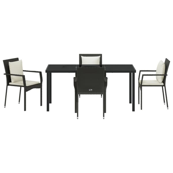 Trädgårdsmöbelset med kudde 5 pcs Svart konstrotting