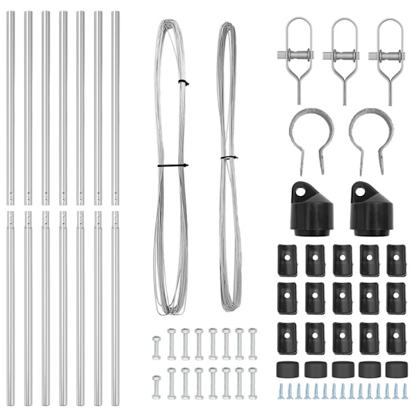 Stängselstolpe 7 pcs Silver Stål