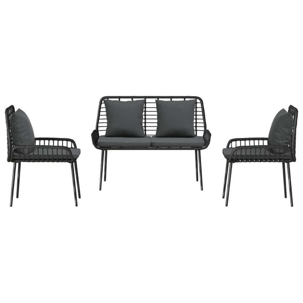 Trädgårdsmöbelset 3 pcs Svart och Anthracit konstrotting