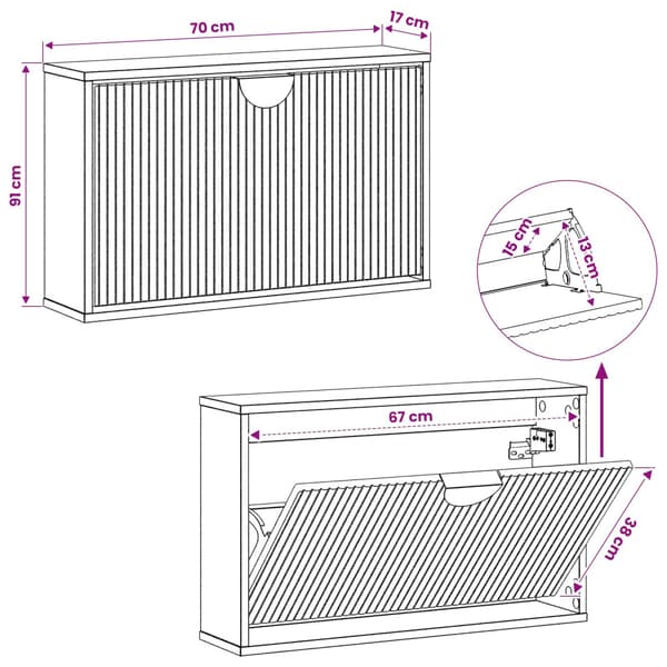 Skoskåp VENRAY 70 x 17 x 43 cm Konstruerat trä Vit