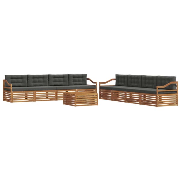 Utomhussoffset med kudde 9 pcs Naturlig och Antracit