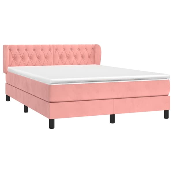 Ramsäng med madrass rosa 140x190 cm sammet