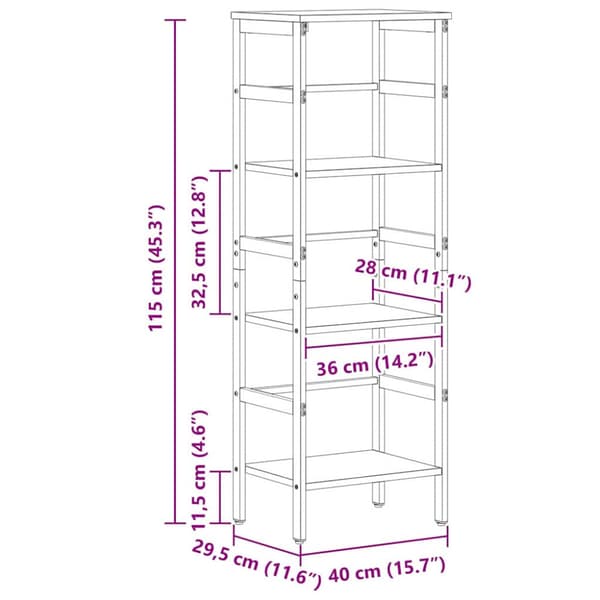 Hyllsystem Gammalt trä 40 x 29,5 x 115 cm Konstruerat trä