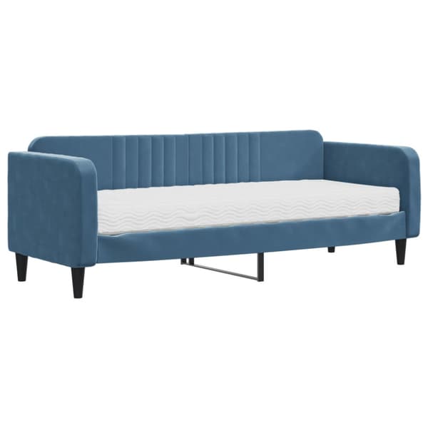 Dagbädd med madrass blå 80x200 cm sammet