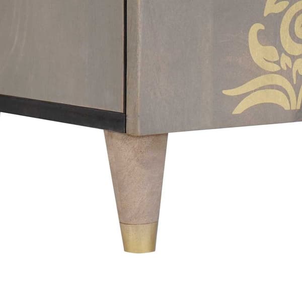 Sideboard Grå och Guld 60 x 33 x 75 cm Massivt mangoträ