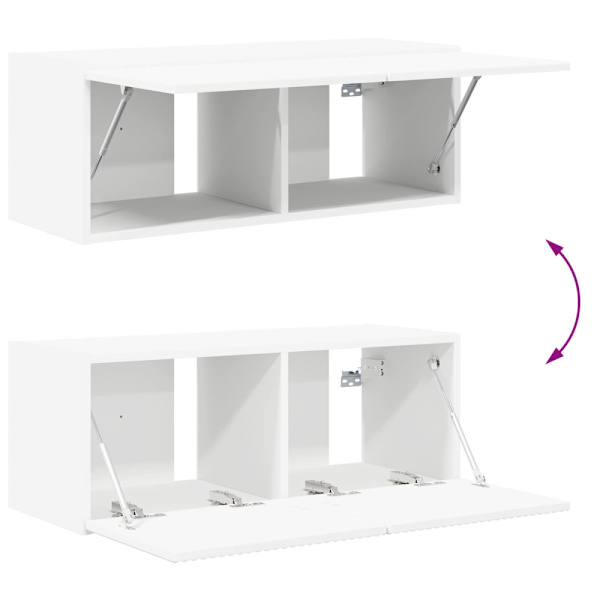 TV väggskåp set Väggmonterad 4 pcs Vit Konstruerat trä