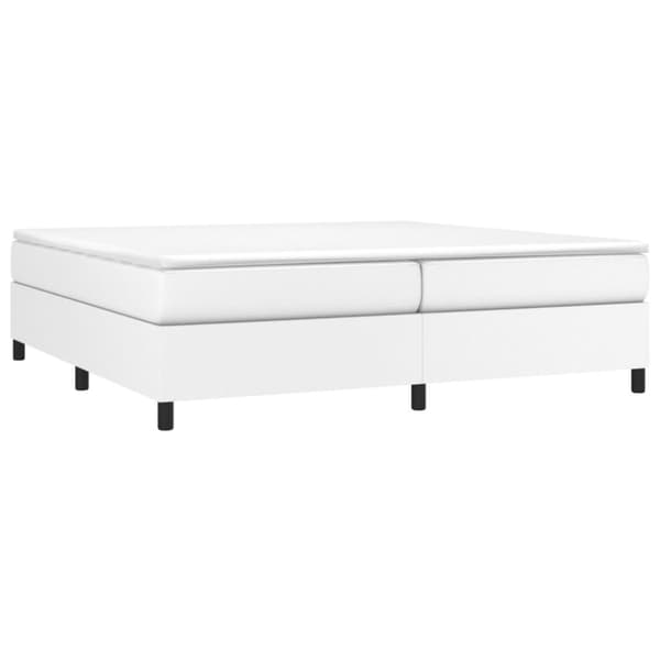 Ramsäng med madrass vit 200x200 cm konstläder