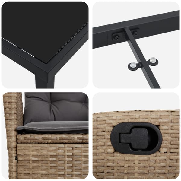 Trädgårdsmöbelset med kudde 9 pcs Beige konstrotting