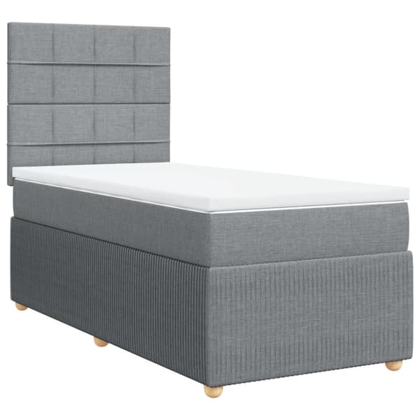 Ramsäng med madrass ljusgrå 90x200 cm tyg