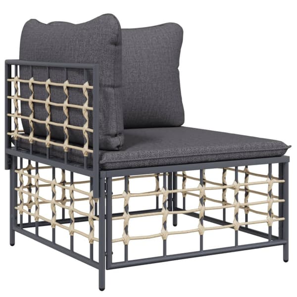 Loungegrupp 3 delar med dynor antracit konstrotting