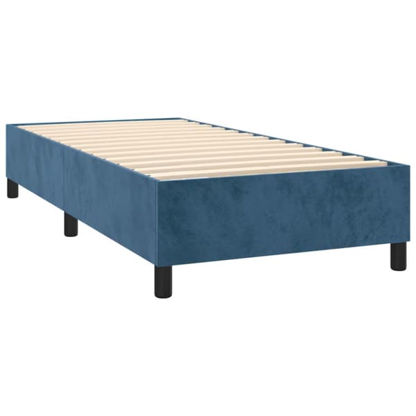 Ramsäng med madrass mörkblå 90x200 cm sammet