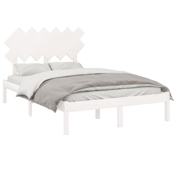 Sängram massiv furu 135x190 cm vit