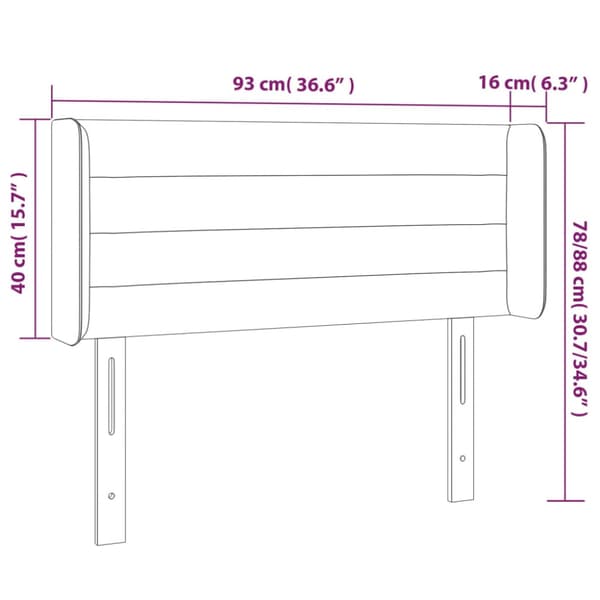 Sänggavel LED gräddvit 93x16x78/88 cm tyg