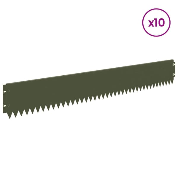 Kant för gräsmatta 10 pcs 103 x 15 cm Stål Olivgrön