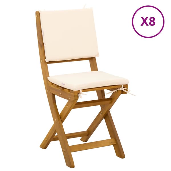 Utemöbler Bistro Stolar 8 pcs Gräddvit 38 x 46 x 85 cm