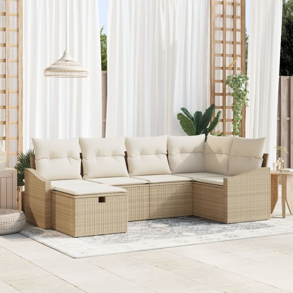 Soffset med kudde Beige och gräddfärgad konstrotting