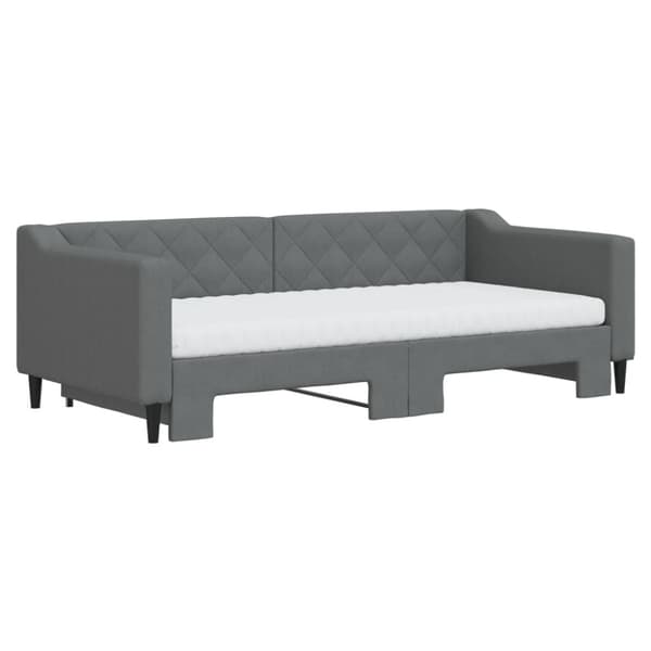 Dagbädd med extrabädd och madrasser mörkgrå 90x190 cm tyg