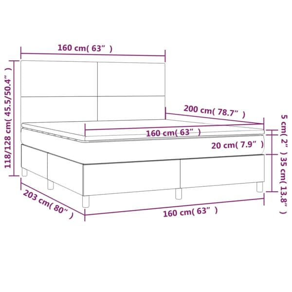 Ramsäng med madrass vit 160x200 cm konstläder