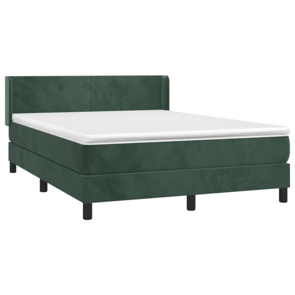 Ramsäng med madrass mörkgrön 140x190 cm sammet