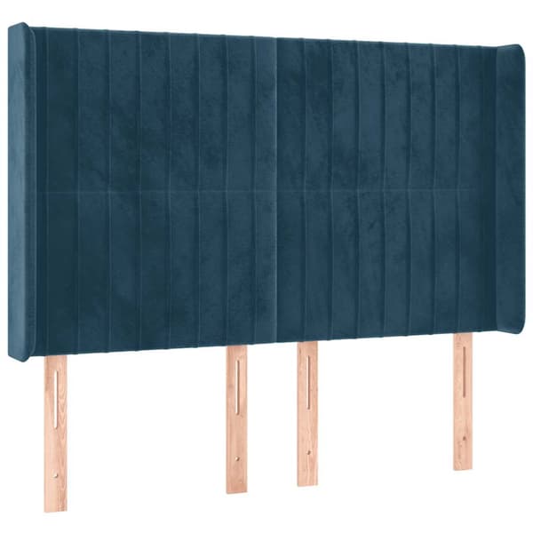 Sänggavel LED blå 147x16x118/128 cm sammet