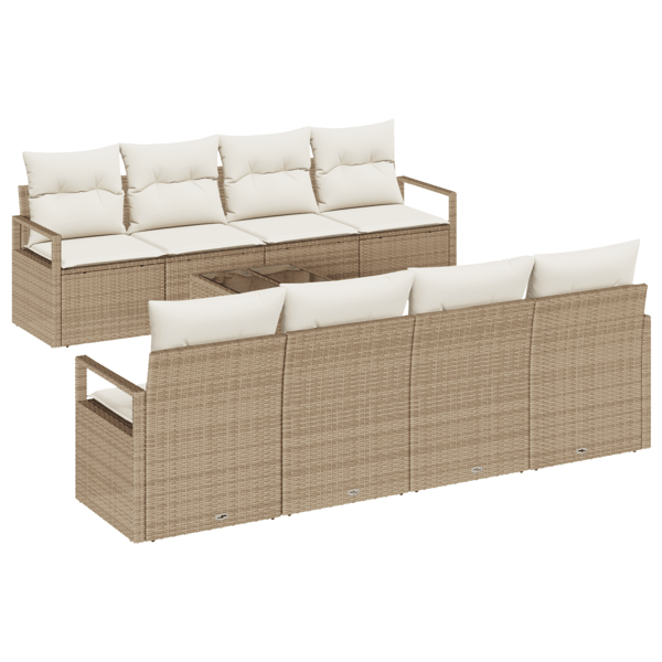 Trädgårdsoffset 9 pcs Beige och gräddfärgad konstrotting