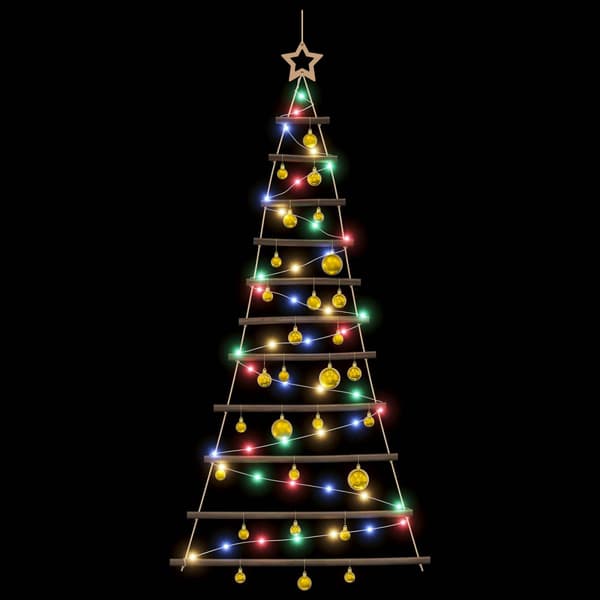 Hängande julgran med kulor 150 cm 80 LED-lampor Mångfärgad
