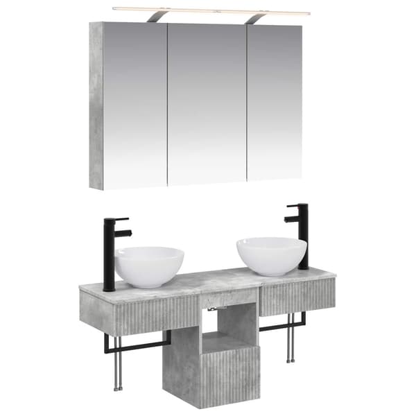 Badrumsskåpsset 4 pcs Betonggrå 100 x 14,5 x 70 cm
