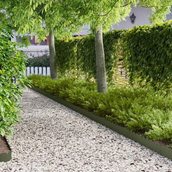Kant för gräsmatta 50 pcs 103 x 15 cm Stål Olivgrön