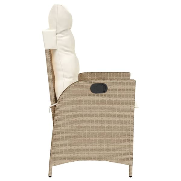 Justerbara trädgårdsstolar 2 st med dynor beige konstrotting