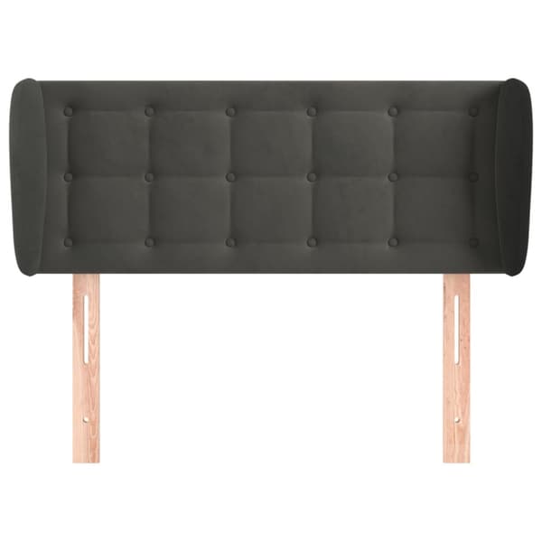 Sänggavel med kanter mörkgrå 83x23x78/88 cm sammet