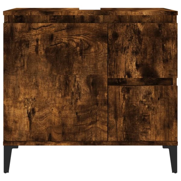 Badrumsskåp rökfärgad ek 65x33x60 cm konstruerat trä