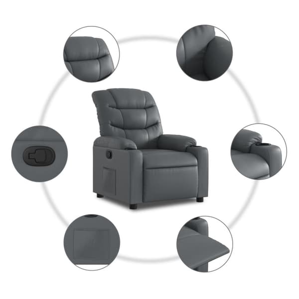 Reclinerfåtölj grå konstläder