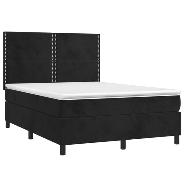Ramsäng med madrass & LED svart 140x200 cm sammet