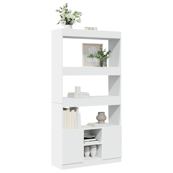 Högskåp vit 92x33x180 cm konstruerat trä