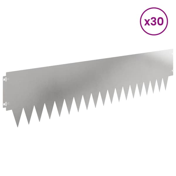 Kant för gräsmatta 30 pcs 103 x 25 cm metall Silver